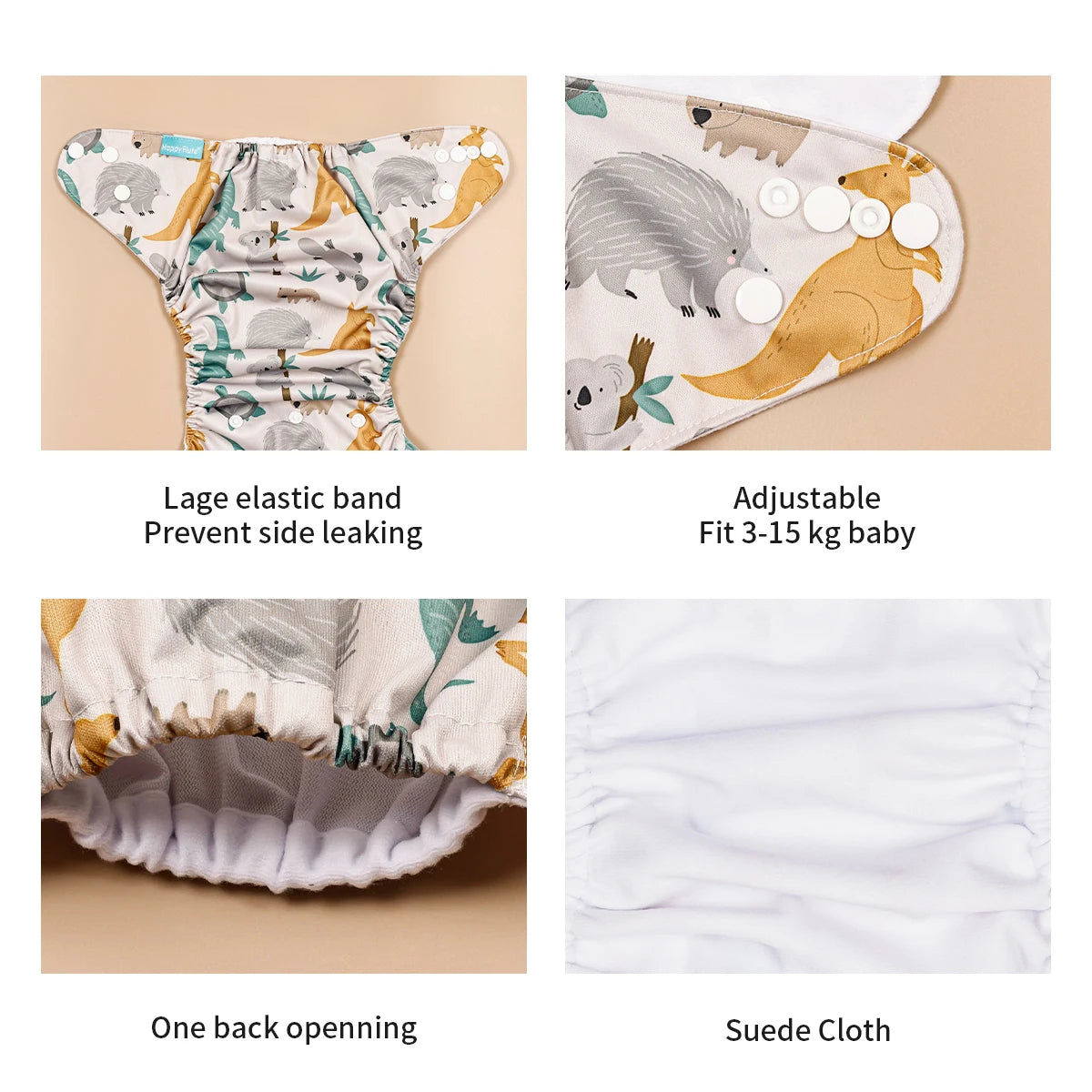 Washable & Reusable 3 Pieces Set Pocket Diapers (3-15 KG)